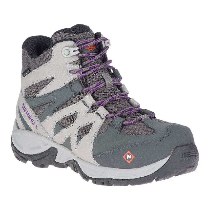 Bottes de Securite Merrell Siren Mid Waterproof Alloy Toe Grise/Blanche Femme | K.R.HTGT